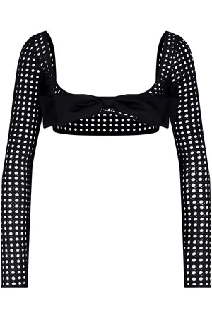 Giambattista Valli Hæklet cropped top med sløjfedetalje