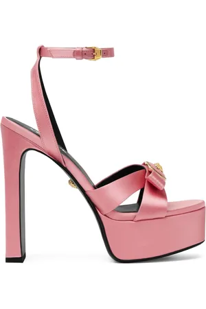 VERSACE 140 mm Gianni Ribbon sandaler i satin