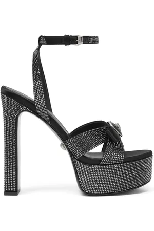 VERSACE 140 mm Gianni Ribbon sandaler med krystal