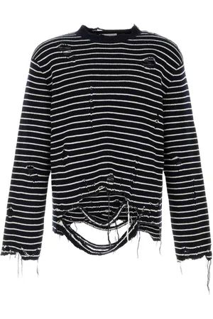 Alexander McQueen Stribet sweatshirt med slitageeffekt