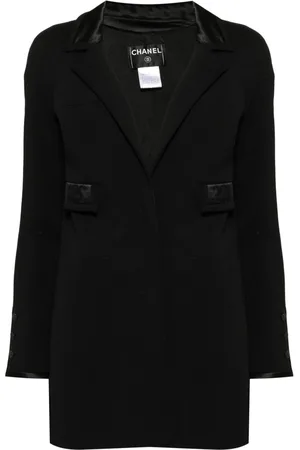 CHANEL 2007 enkeltradet blazer med kontrastkant
