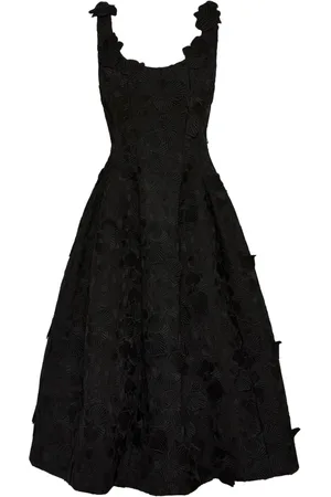 Oscar de la Renta Mellemlang guipure-kjole med orkide-broderi