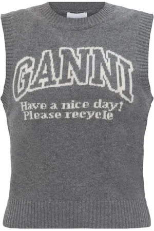Ganni Ribbet vest med logo