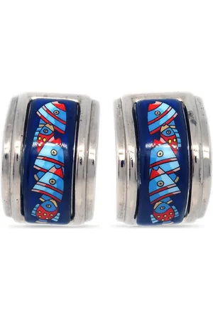 Hermès Cloisonne øreclips med emalje fra 1990-00