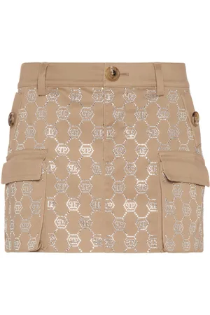 Philipp Plein Kort nederdel med krystaludsmykket monogram