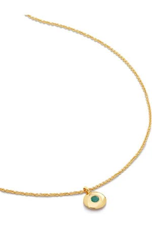 Monica Vinader Birthstone halskæde i 18 karat genanvendt forgyldt sølv med smaragd-vedhæng