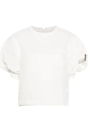 SACAI Bluse med pufærmer og paneler
