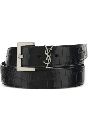 Saint Laurent Bælte med krokodilleskindsprægning og monogram