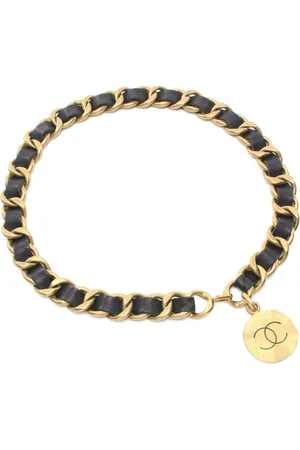 CHANEL Bælte i læder og kæde med logovedhæng fra 1986-1988