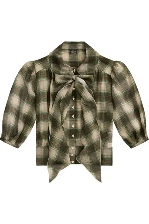 Ralph Lauren Skotskternet bluse i silke