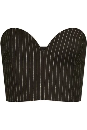 Gestuz Nålestribet cropped top i lurex