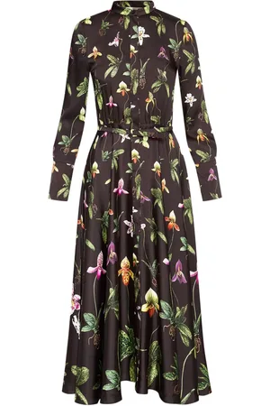 Oscar de la Renta Midi Orchid slip-kjole i silke