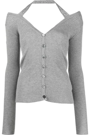 BLUMARINE Ribstrikket cardigan med halterneck