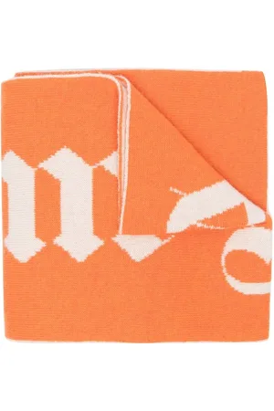 Palm Angels Intarsia-strikket tørklæde med logo