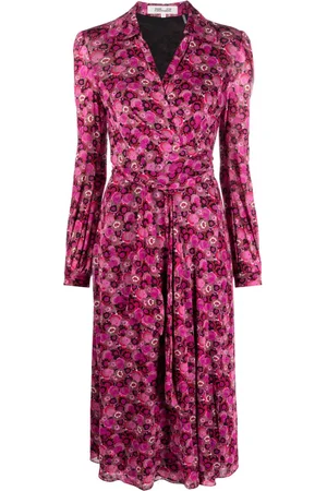 Diane von Furstenberg Mellemlang Phoenix slå om-kjole i mesh