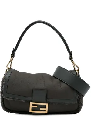 Fendi Baguette satchel-taske i læder med lammeskindskant fra 2010-2024