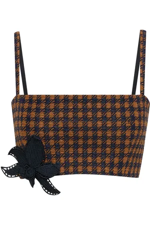 Oscar de la Renta Top i tweed med Orchid-broderi