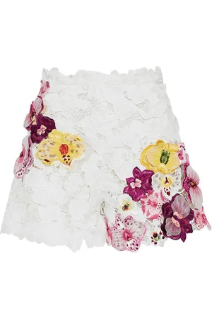 Oscar de la Renta Shorts med orkide-broderi