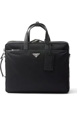 Prada Re-Nylon computertaske med Saffiano-læder