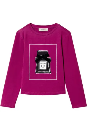 Twin-Set T-shirt med grafisk tryk og glimmer