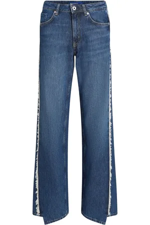 Karl Lagerfeld Frynsede jeans med lige ben og logomærke