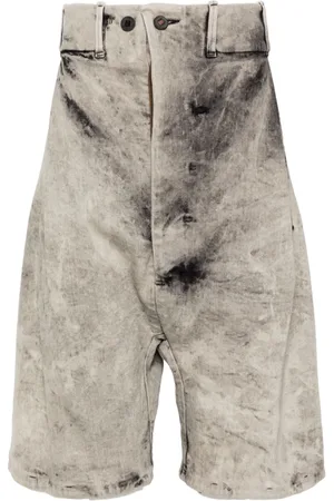 11 BY BORIS BIDJAN SABERI Denimshorts med syrevasket effekt