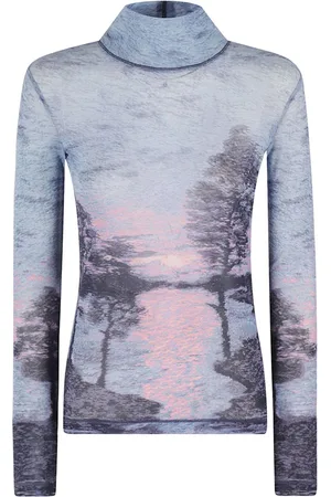 Maison Kitsuné Top i mesh med høj hals og landskabstryk