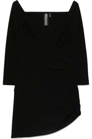 Norma Kamali Kort draperet kjole med off shoulder-snit