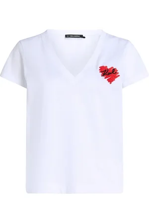 Karl Lagerfeld K/Heart T-shirt med V-hals