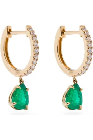 Anita 18KT yellow gold emerald and diamond earrings