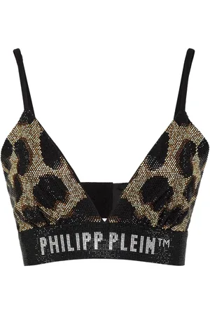 Philipp Plein Krystaludsmykket bh med leopardtryk