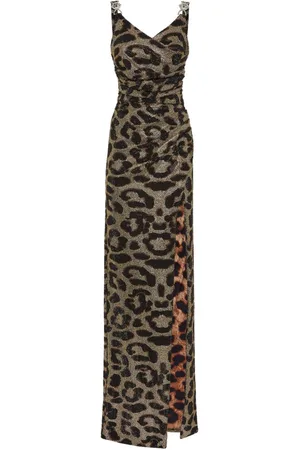 Philipp Plein Lang kjole med leopardtryk