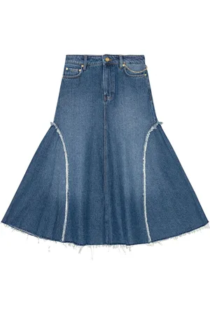 Ganni Mellemlang nederdel i denim