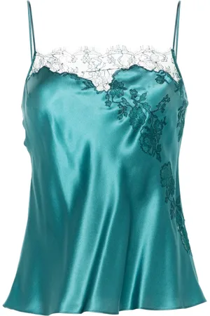 CARINE GILSON Camisole-top i silke med blondekant