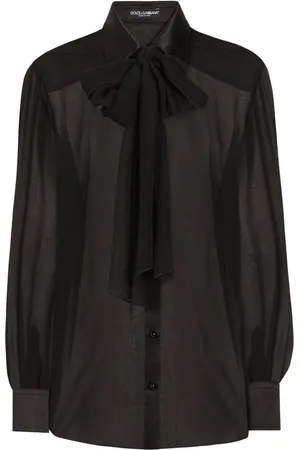Dolce & Gabbana Skjorte i silke-chiffon med sløjfe