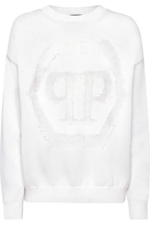 Philipp Plein Sweater med rund hals og devoré-logo