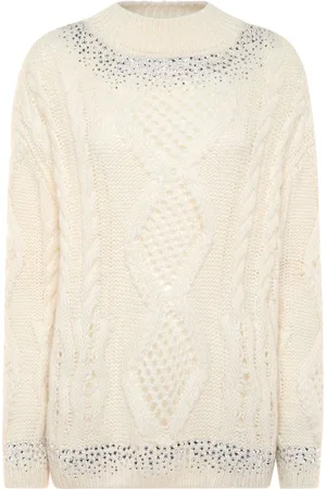 Philipp Plein Kabelstrikket sweater med rhinstenudsmykning