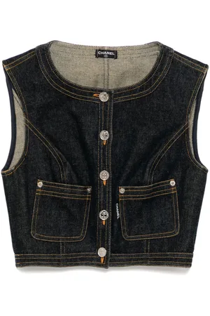CHANEL ærmeløs vestjakke i denim fra 1990-00