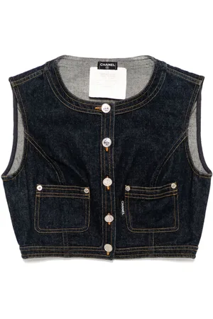 CHANEL ærmeløs vestjakke i denim fra 1990-00