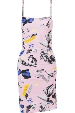 Moschino Kort kjole med collagetryk
