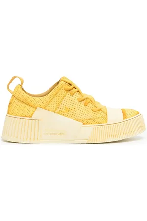 11 BY BORIS BIDJAN SABERI Low-top sneakers i læder med slitageeffekt