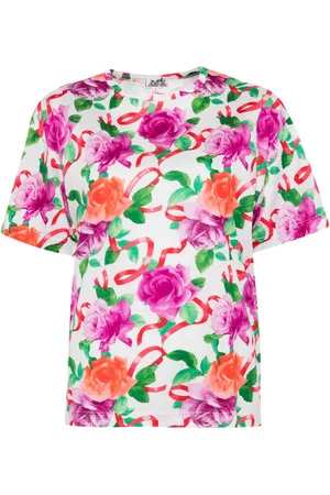Hermès Blomstret T-shirt med korte ærmer fra 1990-2000