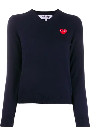 Comme des Garçons Trøje med broderet hjerte og smal pasform