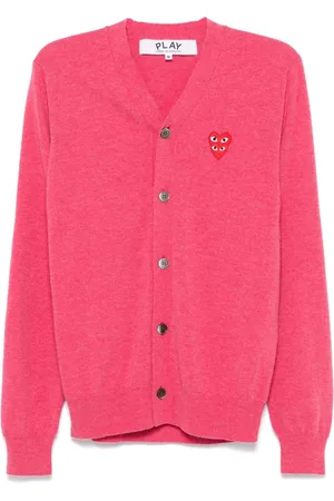 Comme des Garçons Cardigan med dobbelt hjertemærke og V-hals