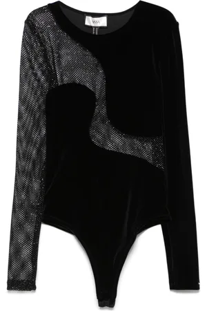 NISSA Bodysuit i fløjl med meshpanel