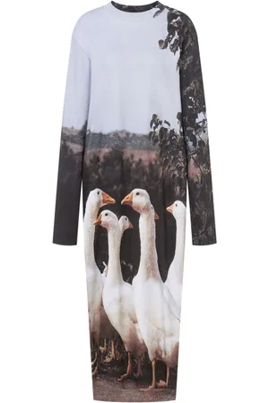 Moschino Mellemlang kjole med gåsemotiv