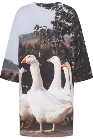 Moschino Kort kjole med gåsemotiv