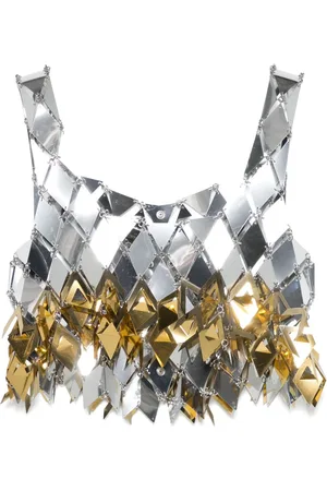 Paco rabanne Cropped top med spikey-frynser