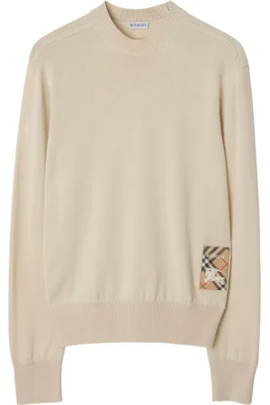 Burberry Sweater i uld med ternet mærke