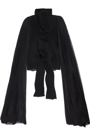Balenciaga Plisseret bluse med ekstra lange ærmer